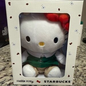 Starbucks Hello Kitty Plush with Red Bow and Green Apron